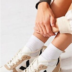 Veja V-10 Sneakers in Cream and Black